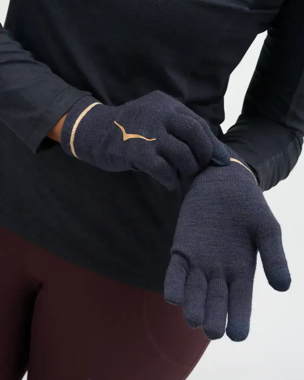 HOKA Knit Gloves Varsity Navy Gold
